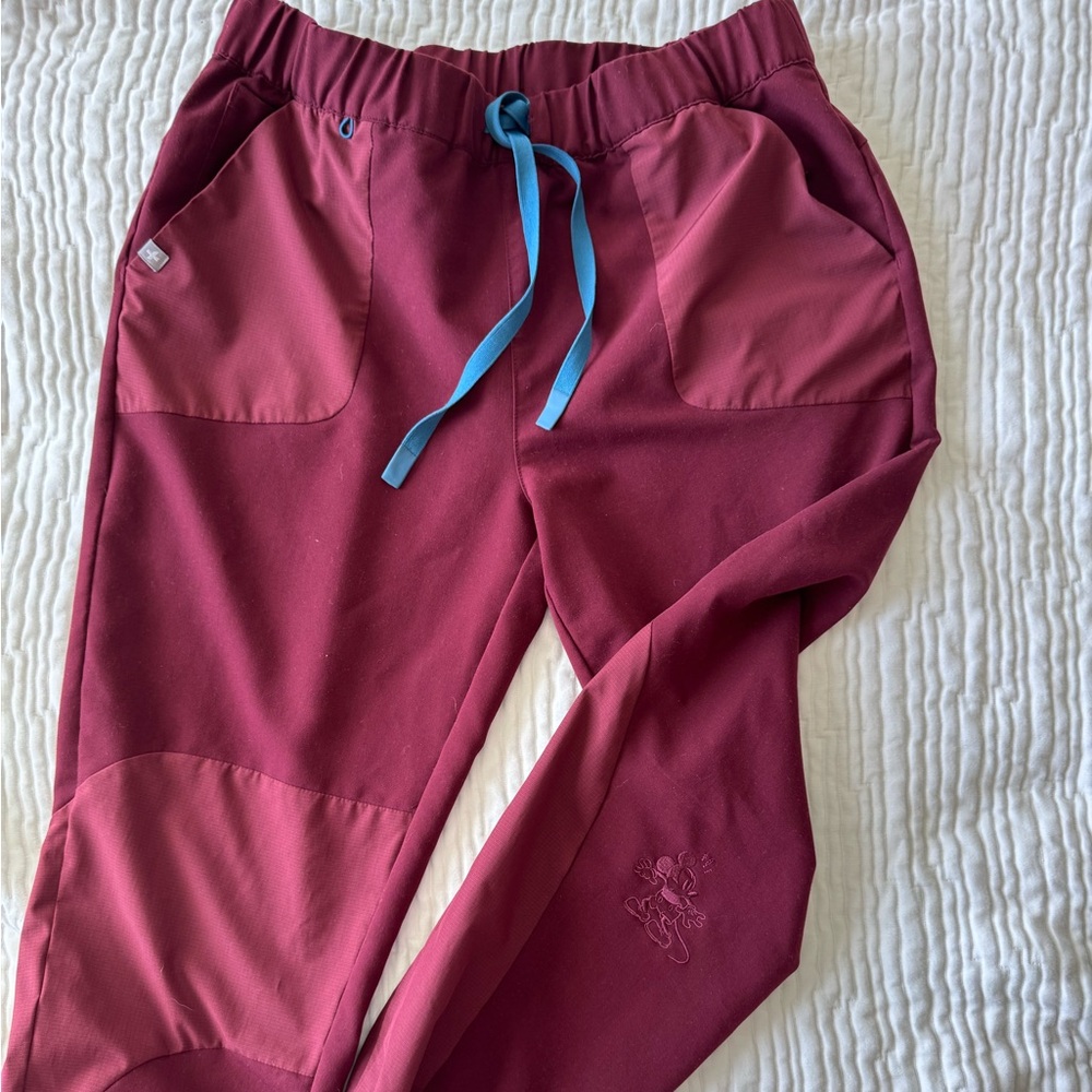 FIGS x Disney Mickey Mouse Burgundy Scrub Jogger